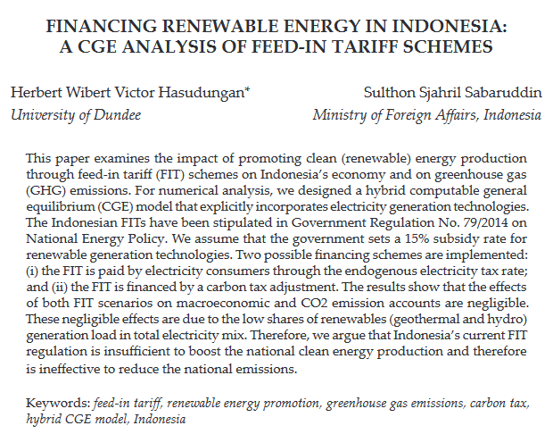 Financing Renewable Energy in Indonesia: A CGE Analysis of Feed-In Tariff Schemes-image