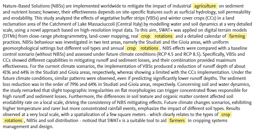 Long-term simulations of Nature-Based Solutions effects on runoff and soil losses in a flat agricultural area within the catchment of Lake Massaciuccoli (Central Italy)-image