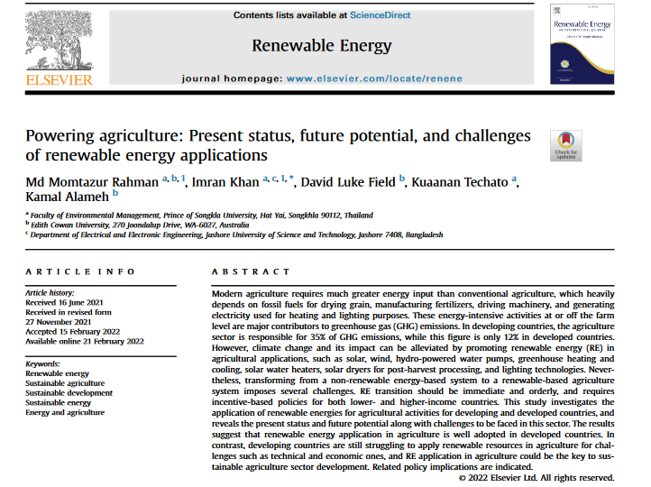 Powering agriculture: Present status, future potential, and challenges of renewable energy applications-image