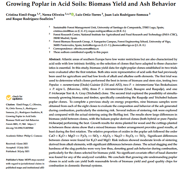 Growing poplar in acid soils: Biomass yield and ash behavior-image