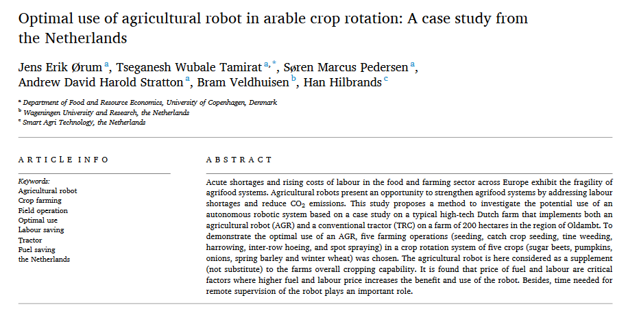 Optimal use of agricultural robot in arable crop rotation: A case study from the Netherlands-image