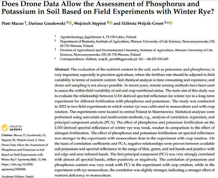 Kan dronedata anvendes til vurdering af fosfor og kalium i jord baseret på markforsøg med vinterrug?-image