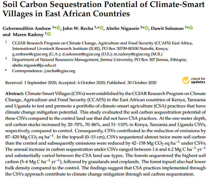 Soil carbon sequestration potential of climate-smart villages in East African countries-image