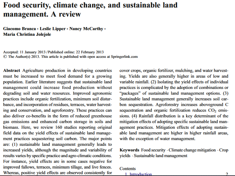Food security, climate change, and sustainable land management. A review-image