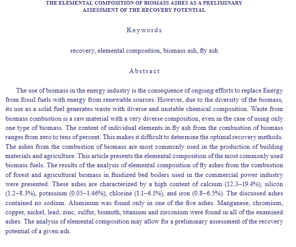 La composizione elementare delle ceneri di biomassa come valutazione preliminare del potenziale di recupero-image