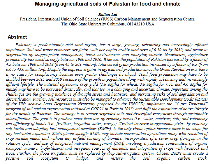 Managing agricultural soils of Pakistan for food and climate-image