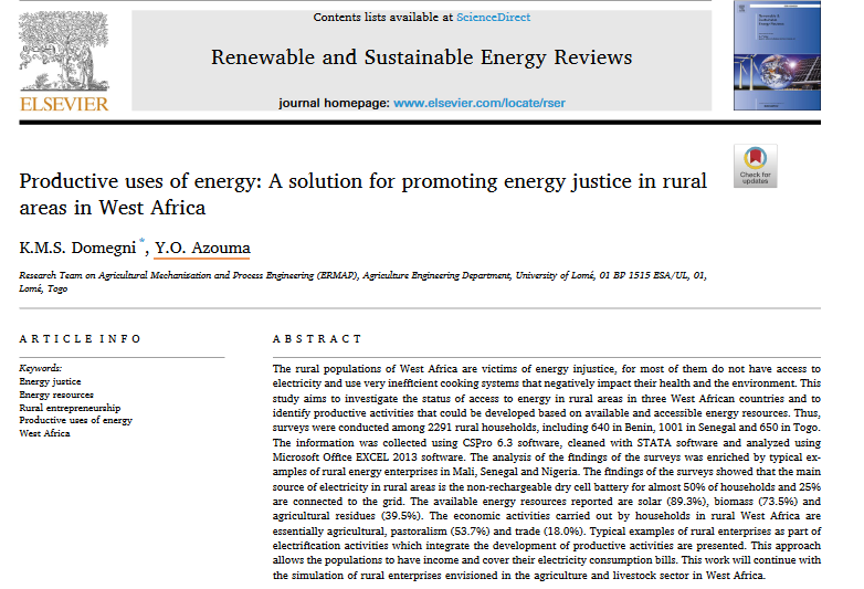 Productive uses of energy: A solution for promoting energy justice in rural areas in West Africa-image
