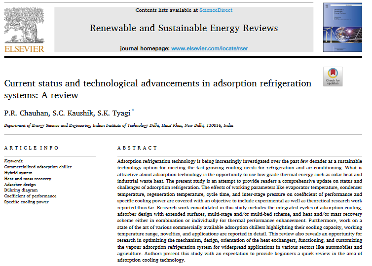 Current status and technological advancements in adsorption refrigeration systems: A review-image