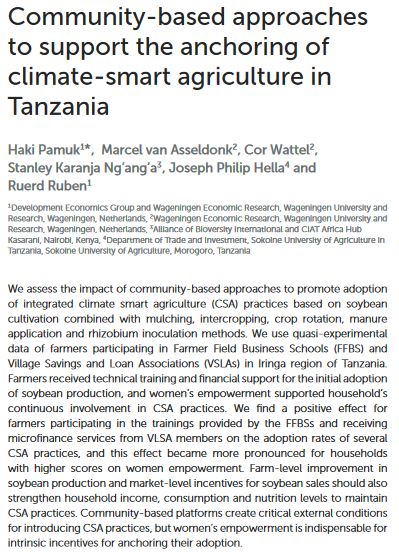 Enfoques comunitarios para apoyar la implantación de una agricultura climáticamente inteligente en Tanzania-image