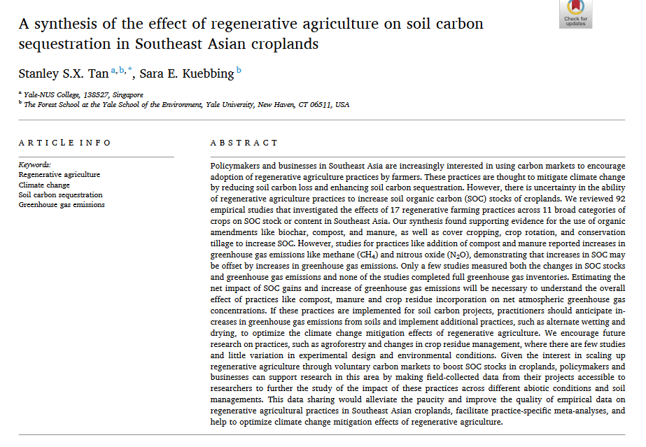 A synthesis of the effect of regenerative agriculture on soil carbon sequestration in Southeast Asian croplands-image
