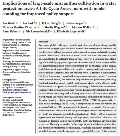 Implicaciones del cultivo de miscanthus a gran escala en zonas de protección del agua: Una evaluación del ciclo de vida con acoplamiento de modelos para mejorar el apoyo a las políticas-image