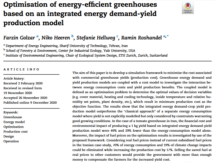 Optimering af energieffektive drivhuse baseret på en integreret energibehovs-udbytteproduktionsmodel-image