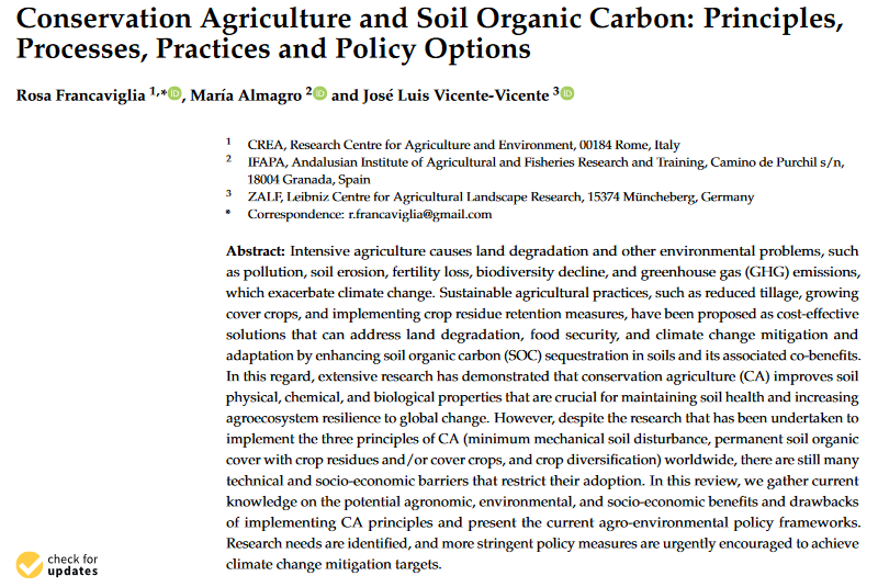 Conservation Agriculture and Soil Organic Carbon: Principles, Processes, Practices and Policy Options-image