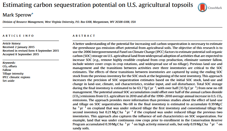 Estimating carbon sequestration potential on U.S. agricultural topsoils-image