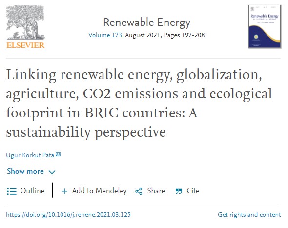 Linking renewable energy, globalization, agriculture, CO2 emissions and ecological footprint in BRIC countries: A sustainability perspective-image