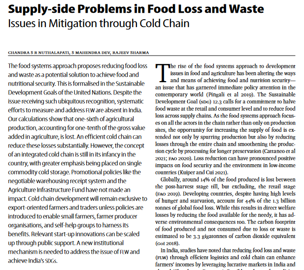 Supply-side Problems in Food Loss and Waste Issues in Mitigation through Cold Chain-image