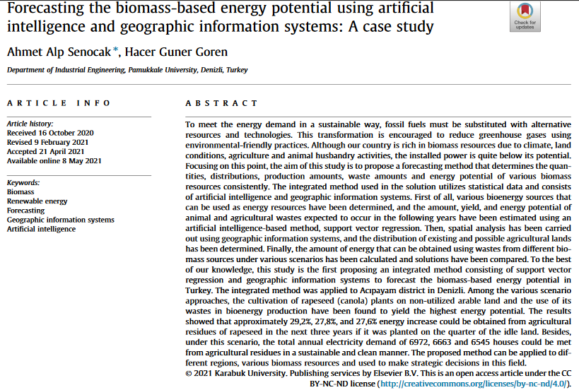 Forecasting the biomass-based energy potential using artificial intelligence and geographic information systems: A case study-image