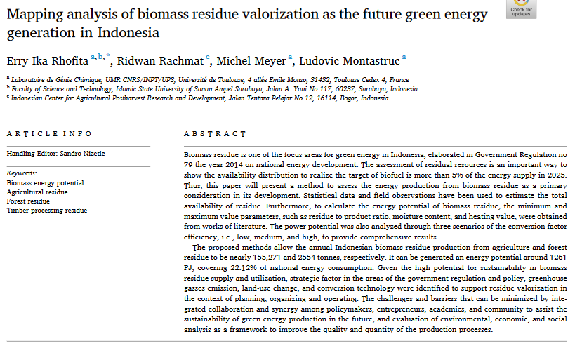 Mapping analysis of biomass residue valorization as the future green energy generation in Indonesia-image