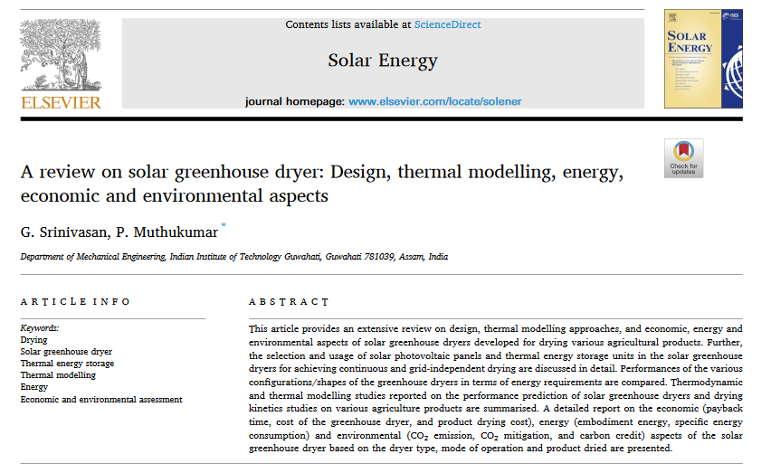 Et review over sol-drivhustørrerier: Design, termisk modellering, energi, økonomiske og miljømæssige aspekter-image