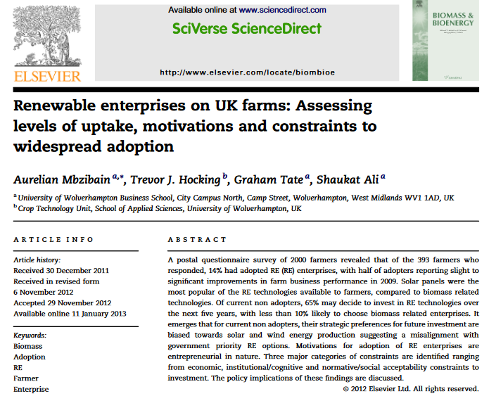 Przedsięwzięcia oparte na energii odnawialnej w gospodarstwach Wielkiej Brytanii: ocena poziomu rozpowszechnienia, motywacji i ograniczeń w szerszym stosowaniu-image