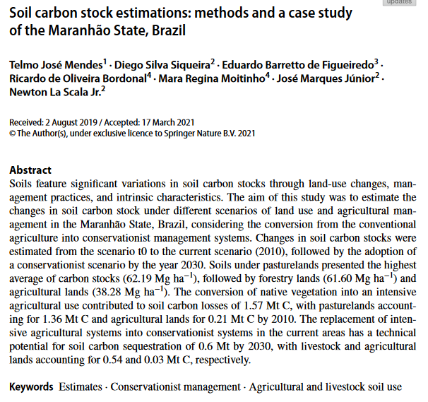 Soil carbon stock estimations: methods and a case study of the Maranhão State, Brazil-image