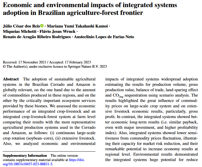 Impatti economici e ambientali dell'adozione di sistemi integrati nella frontiera agro-forestale brasiliana-image