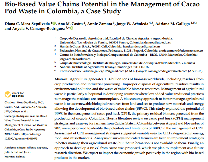 Bio-based value chains potential in the management of cacao pod waste in colombia, a case study-image