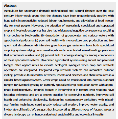 Farming with forages can reconnect crop and livestock operations to enhance circularity and foster ecosystem services-image