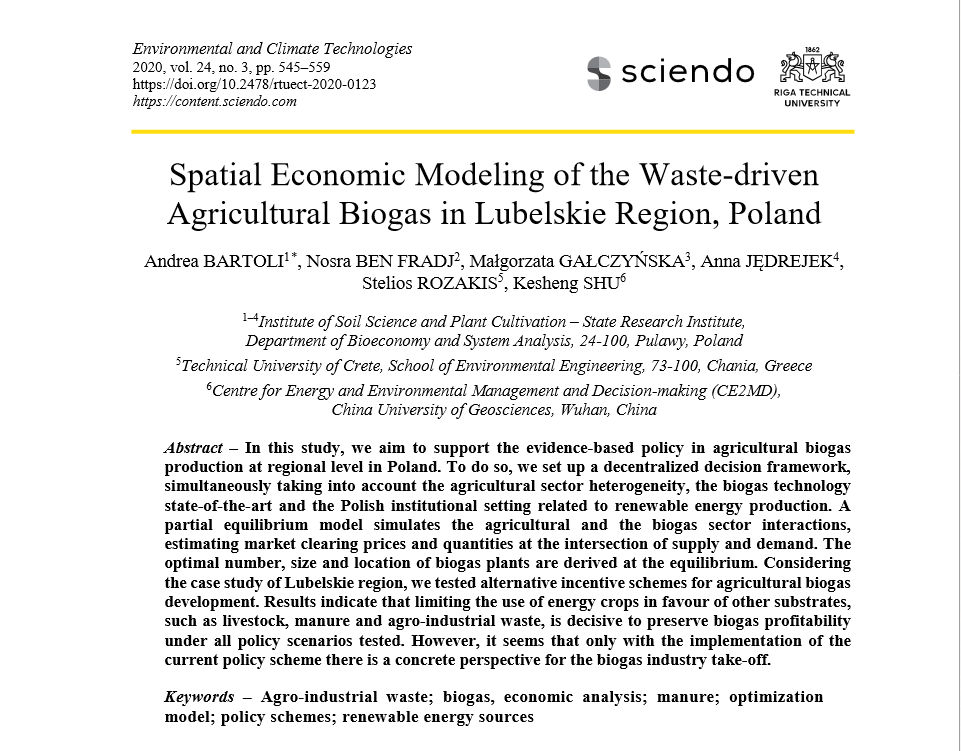 Økonomisk modellering af affaldsdrevet landbrugsbiogas i Lubelskie-regionen, Polen-image