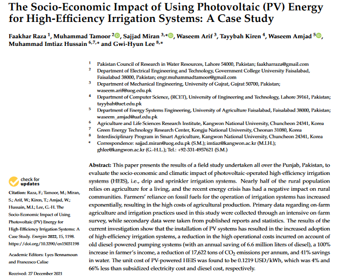 The Socio-Economic Impact of Using Photovoltaic (PV) Energy for High-Efficiency Irrigation Systems: A Case Study-image